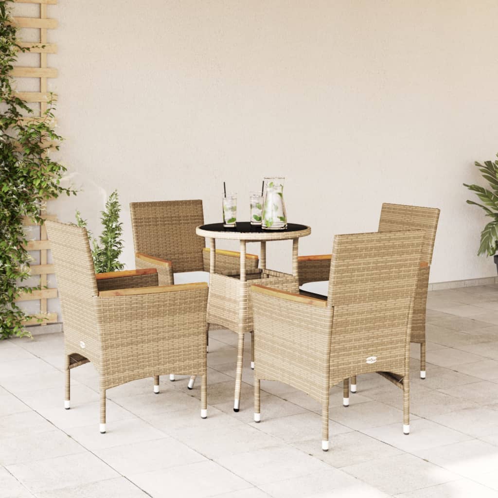 vidaXL 3-Piece Garden Lounge Set with Cushions Poly Rattan and Glass Black