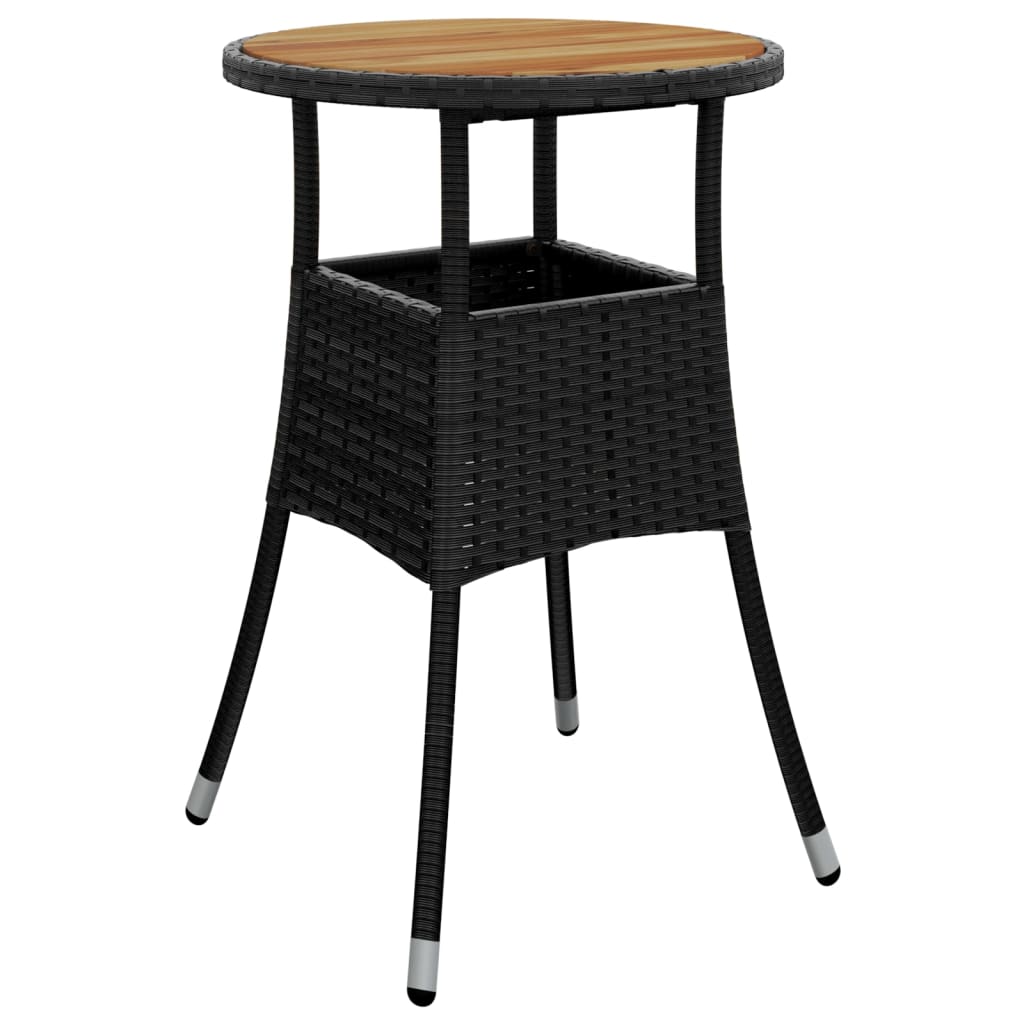 vidaXL 3-delige Tuinset met kussens poly rattan en acaciahout zwart
