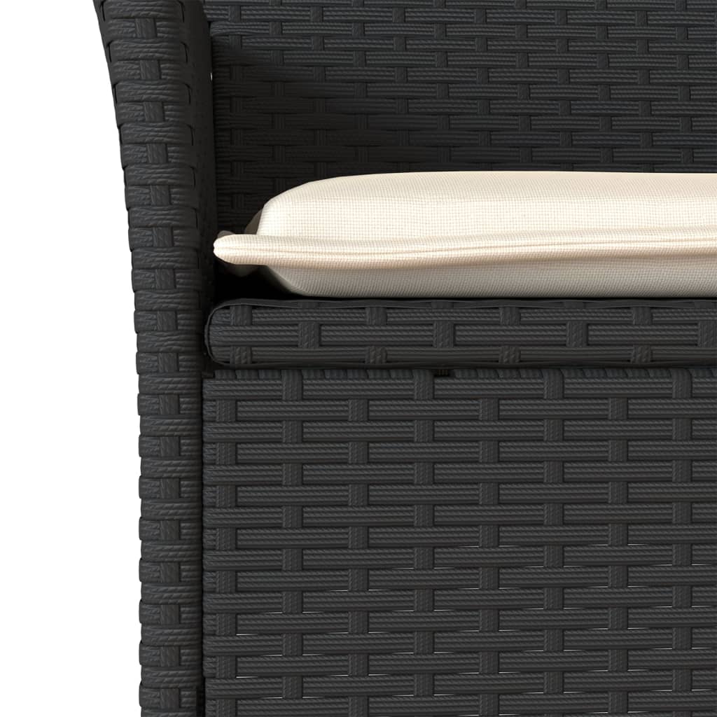 vidaXL 3-delige Tuinset met kussens poly rattan en acaciahout zwart