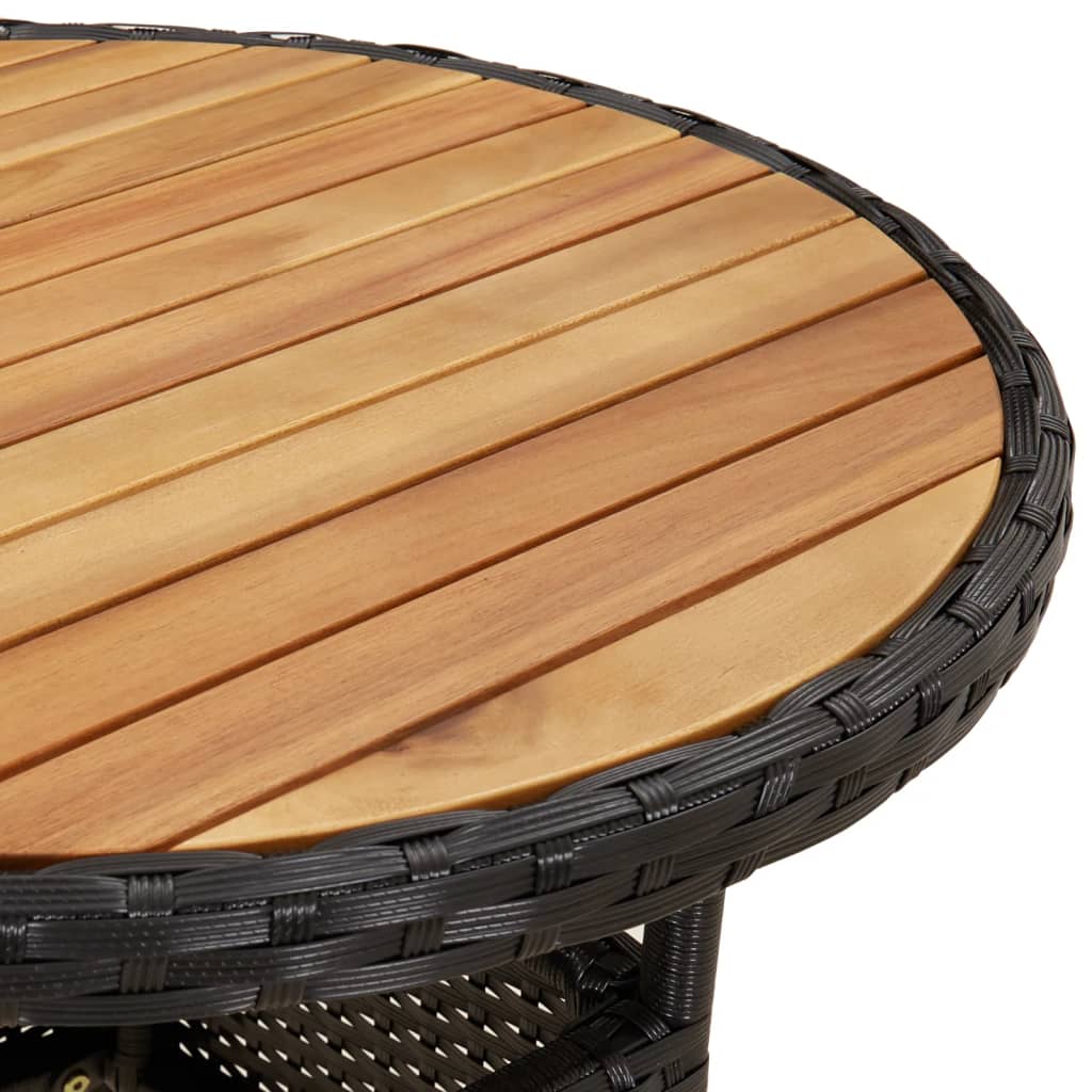 vidaXL 3-delige Tuinset met kussens poly rattan en acaciahout zwart