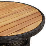 vidaXL 3-delige Tuinset met kussens poly rattan en acaciahout zwart