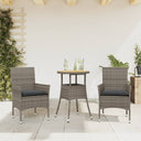 vidaXL 3-delige Tuinset met kussens poly rattan en acaciahout zwart