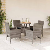 vidaXL 3-delige Tuinset met kussens poly rattan en acaciahout zwart