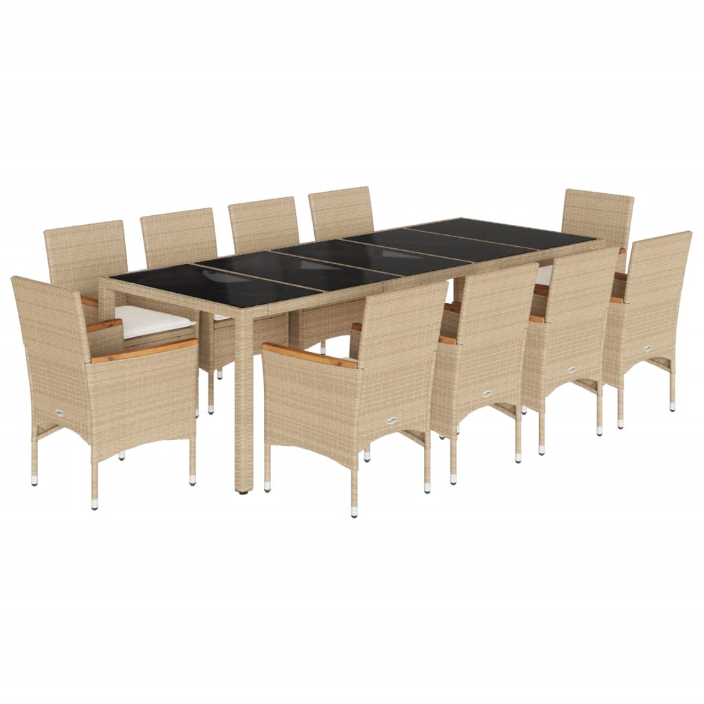 vidaXL 9-delige Tuinset met kussens poly rattan en glas grijs