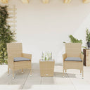 vidaXL 3-Piece Bistro Set with Cushions Poly Rattan and Glass Black