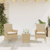vidaXL 3-Piece Bistro Set with Cushions Poly Rattan and Glass Black