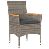 vidaXL 3-Piece Bistro Set with Cushions Poly Rattan and Glass Black