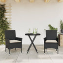 vidaXL 3-delige Bistroset met kussens poly rattan en glas zwart