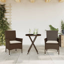 vidaXL 3-delige Bistroset met kussens poly rattan en glas zwart