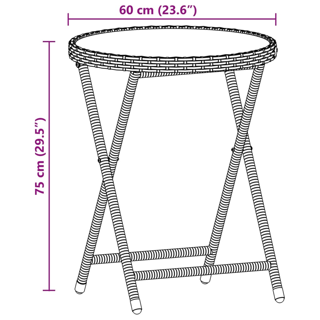 vidaXL 3-delige Bistroset met kussens poly rattan en glas zwart