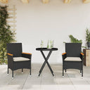 vidaXL 3-delige Bistroset met kussens poly rattan en glas zwart