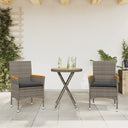 vidaXL 3-delige Bistroset met kussens poly rattan en glas zwart