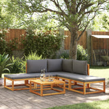 vidaXL 6-delige tuinbankset met kussens acaciahout & touw