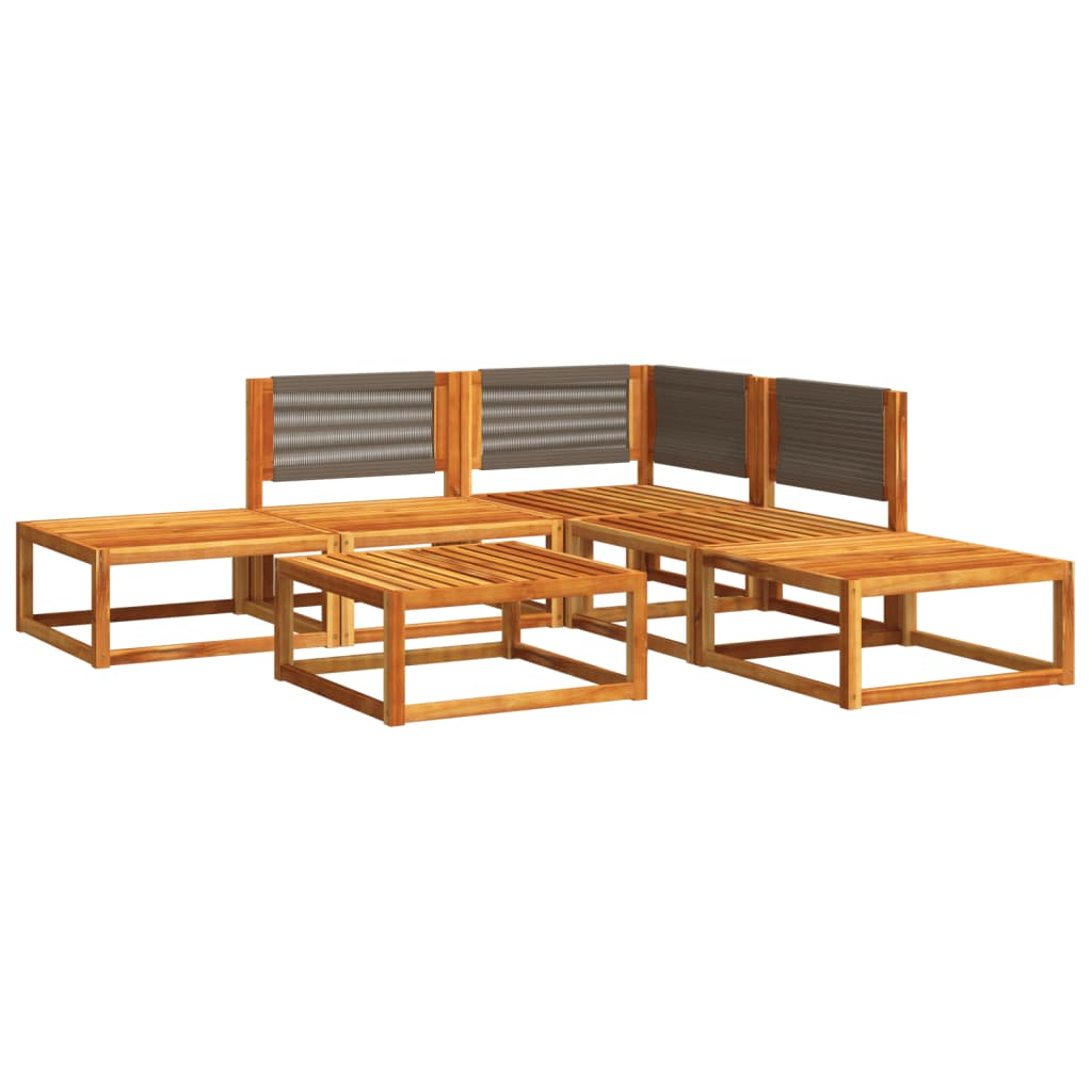vidaXL 6-delige tuinbankset met kussens acaciahout & touw