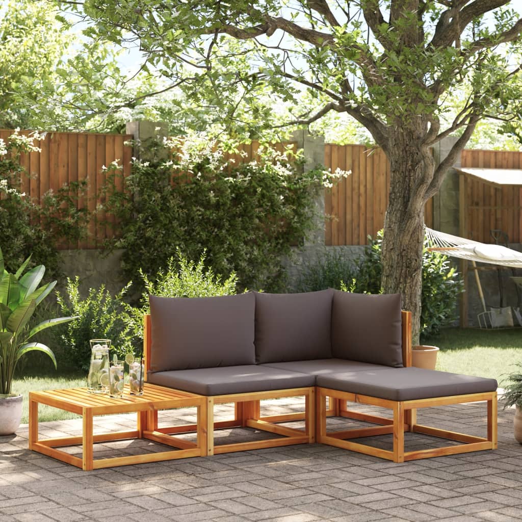 vidaXL 6-delige tuinbankset met kussens acaciahout & touw
