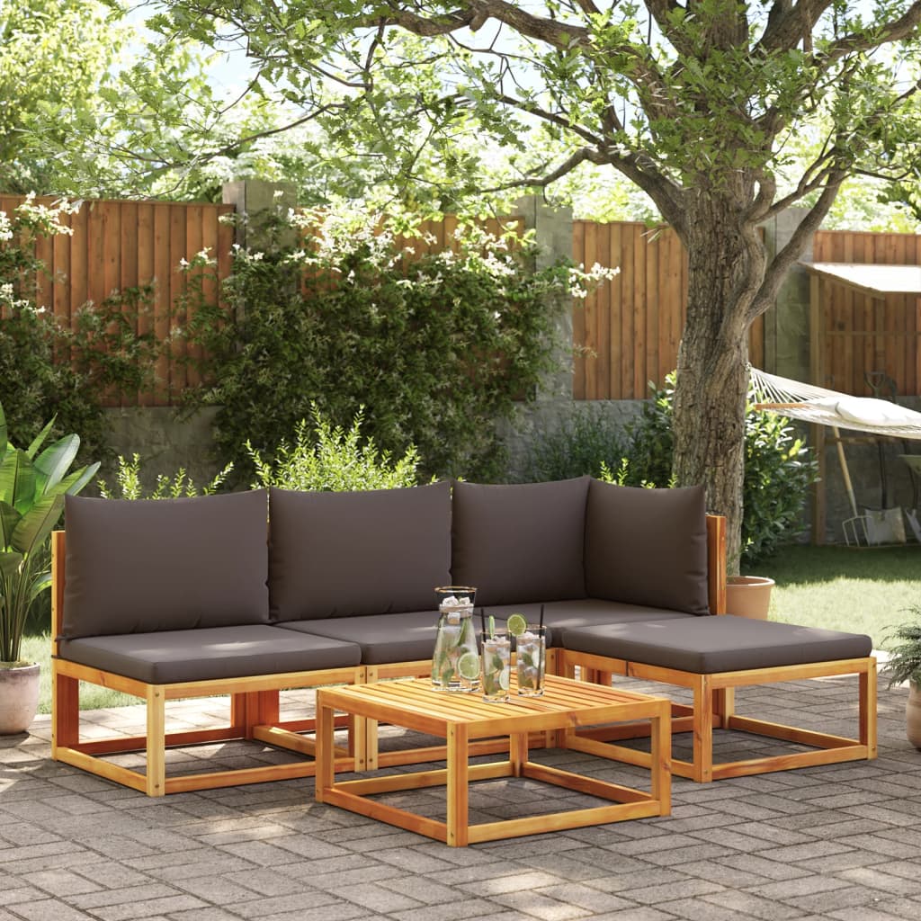 vidaXL 6-delige tuinbankset met kussens acaciahout & touw