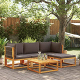 vidaXL 6-delige tuinbankset met kussens acaciahout & touw