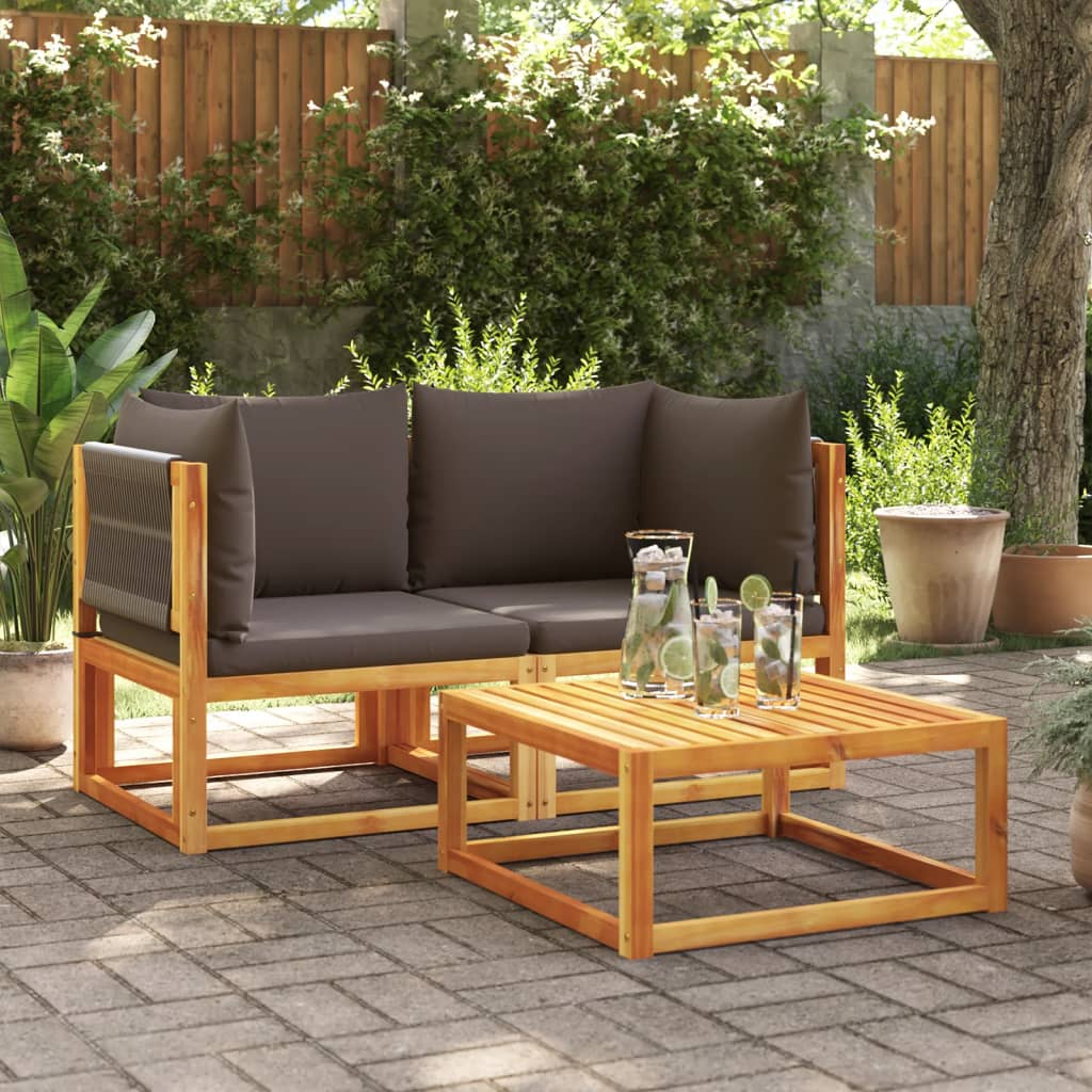 vidaXL 6-delige tuinbankset met kussens acaciahout & touw