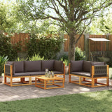 vidaXL 6-delige tuinbankset met kussens acaciahout & touw