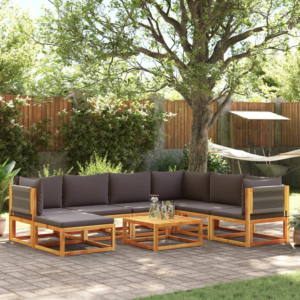 vidaXL 6-delige tuinbankset met kussens acaciahout & touw