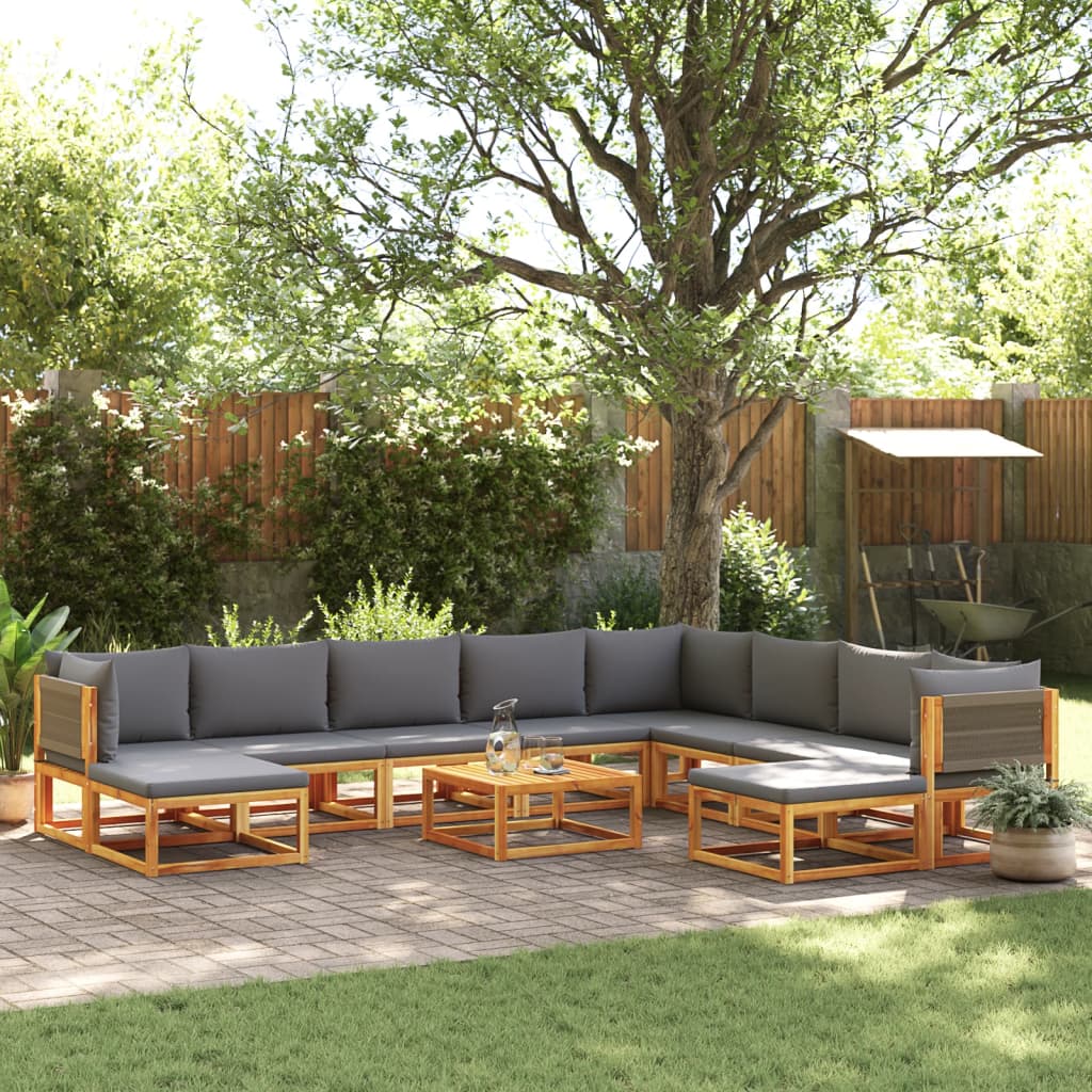 vidaXL 6-delige tuinbankset met kussens acaciahout & touw