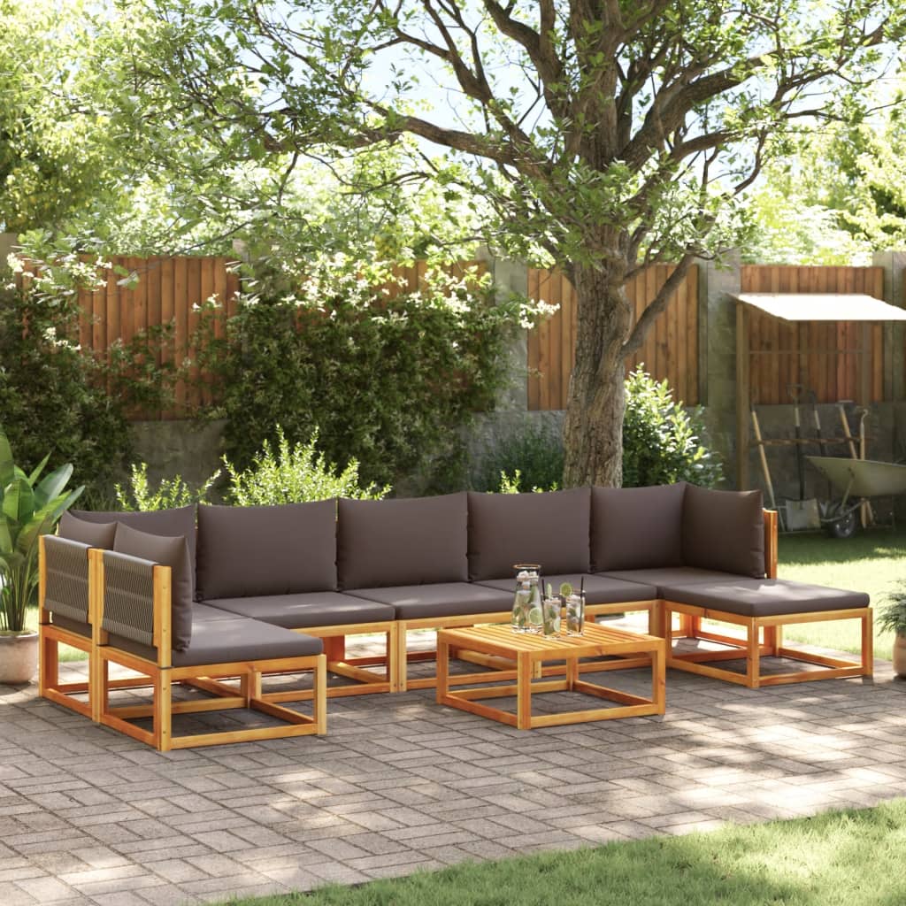 vidaXL 6-delige tuinbankset met kussens acaciahout & touw
