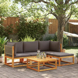 vidaXL 6-delige tuinbankset met kussens acaciahout & rotan