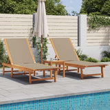 vidaXL Sun Loungers 2 pcs with Table Solid Acacia Wood and Textilene