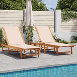 vidaXL Sun Loungers 2 pcs with Table Solid Acacia Wood and Textilene
