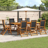 vidaXL 7-delige Tuinset massief acaciahout en textileen