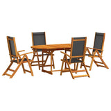 vidaXL 5-piece Garden Dining Set Solid Acacia Wood and Textilene