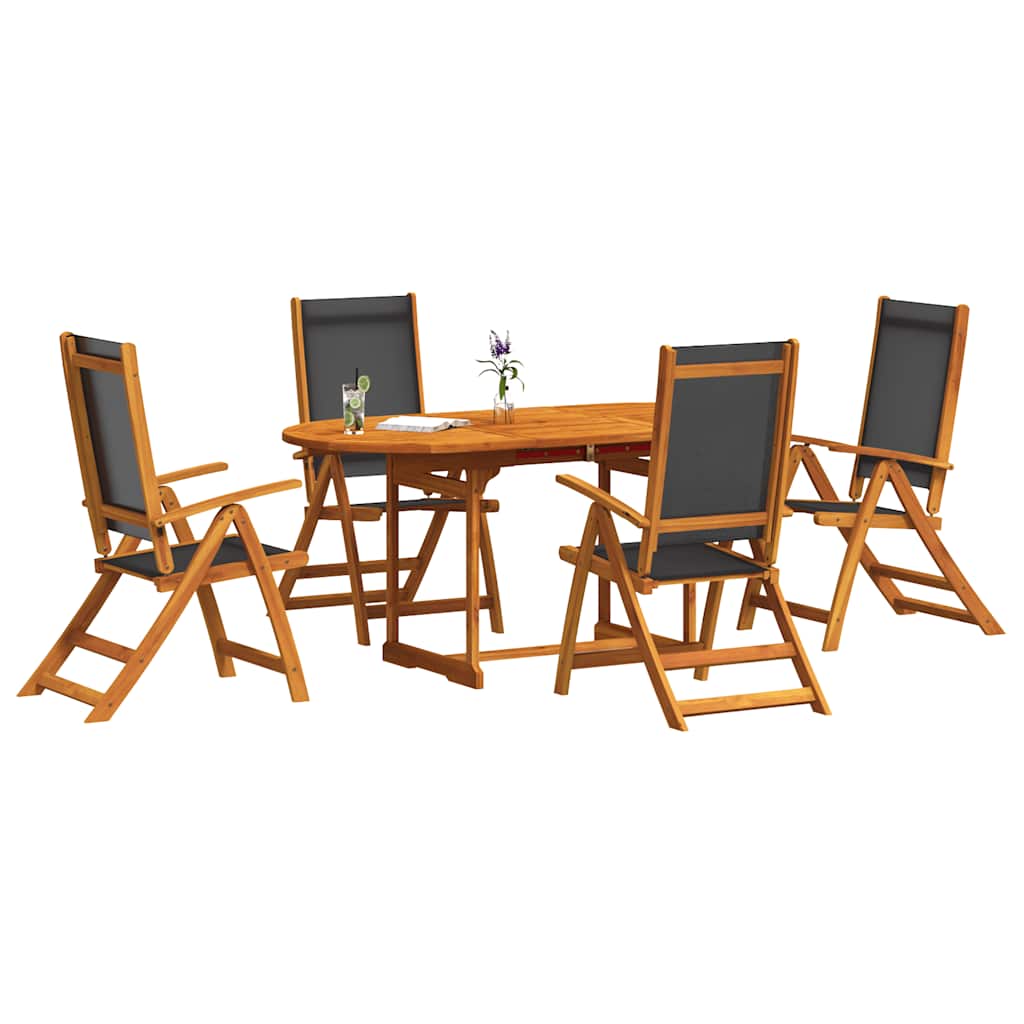 vidaXL 5-piece Garden Dining Set Solid Acacia Wood and Textilene
