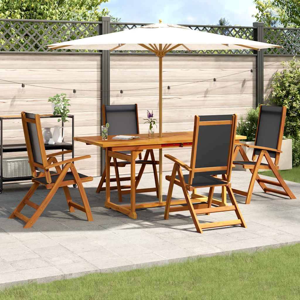 vidaXL 5-piece Garden Dining Set Solid Acacia Wood and Textilene