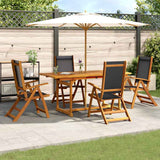 vidaXL 5-piece Garden Dining Set Solid Acacia Wood and Textilene
