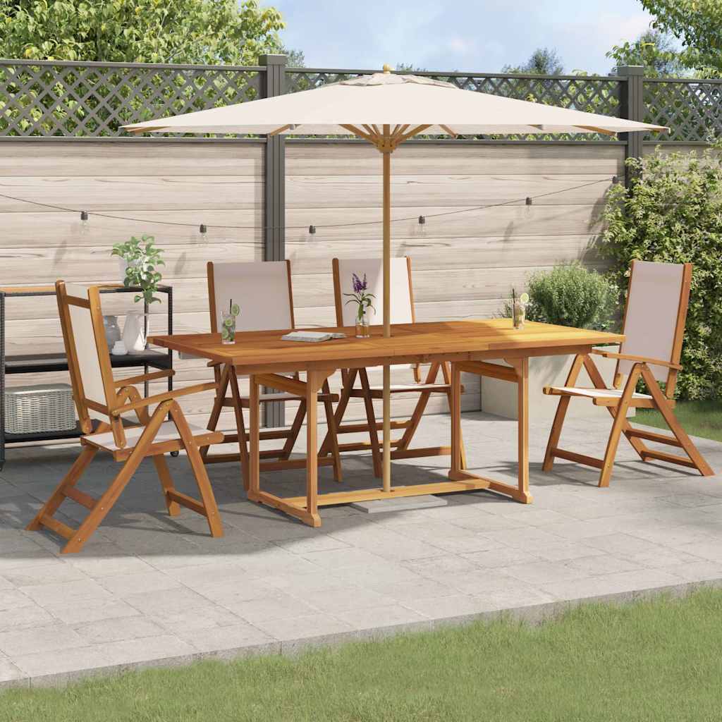 vidaXL 5-delige Tuinset massief acaciahout en textileen
