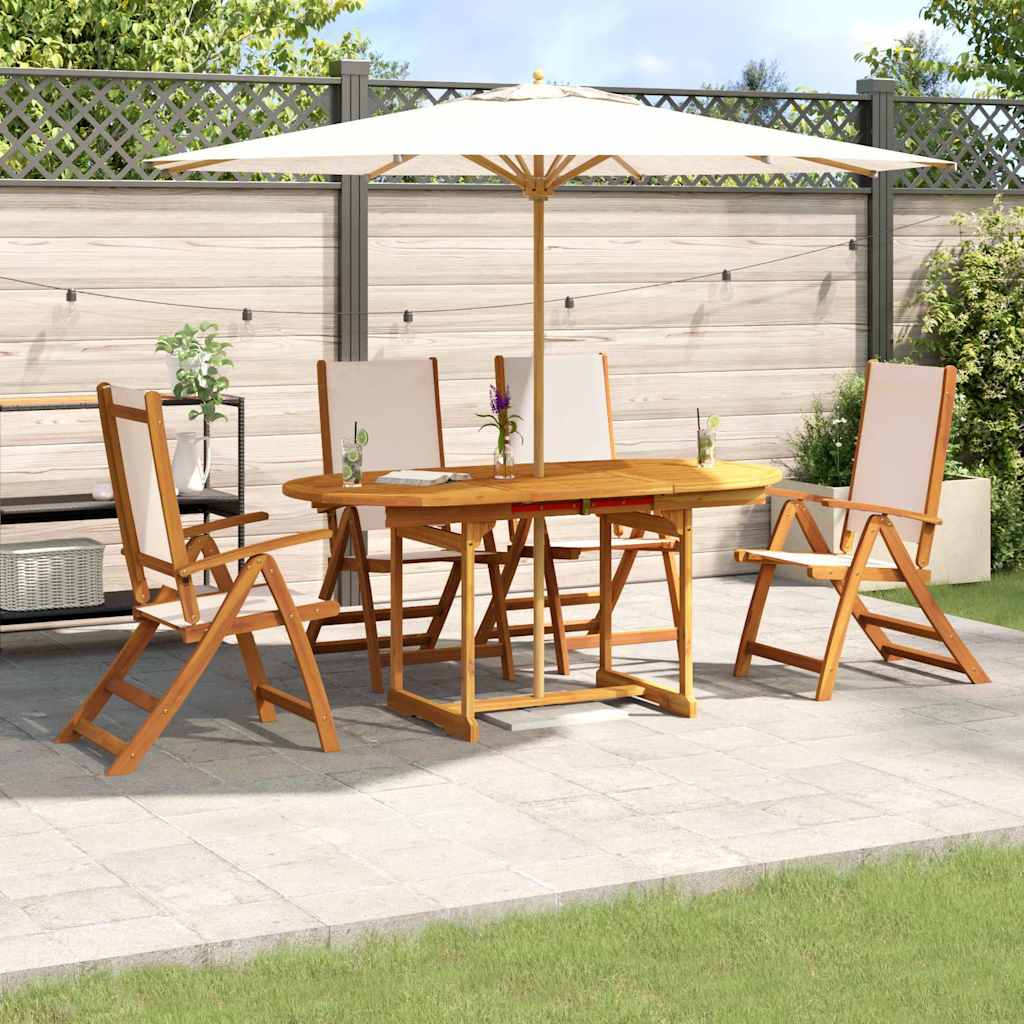 vidaXL 5-piece Garden Dining Set Solid Acacia Wood and Textilene