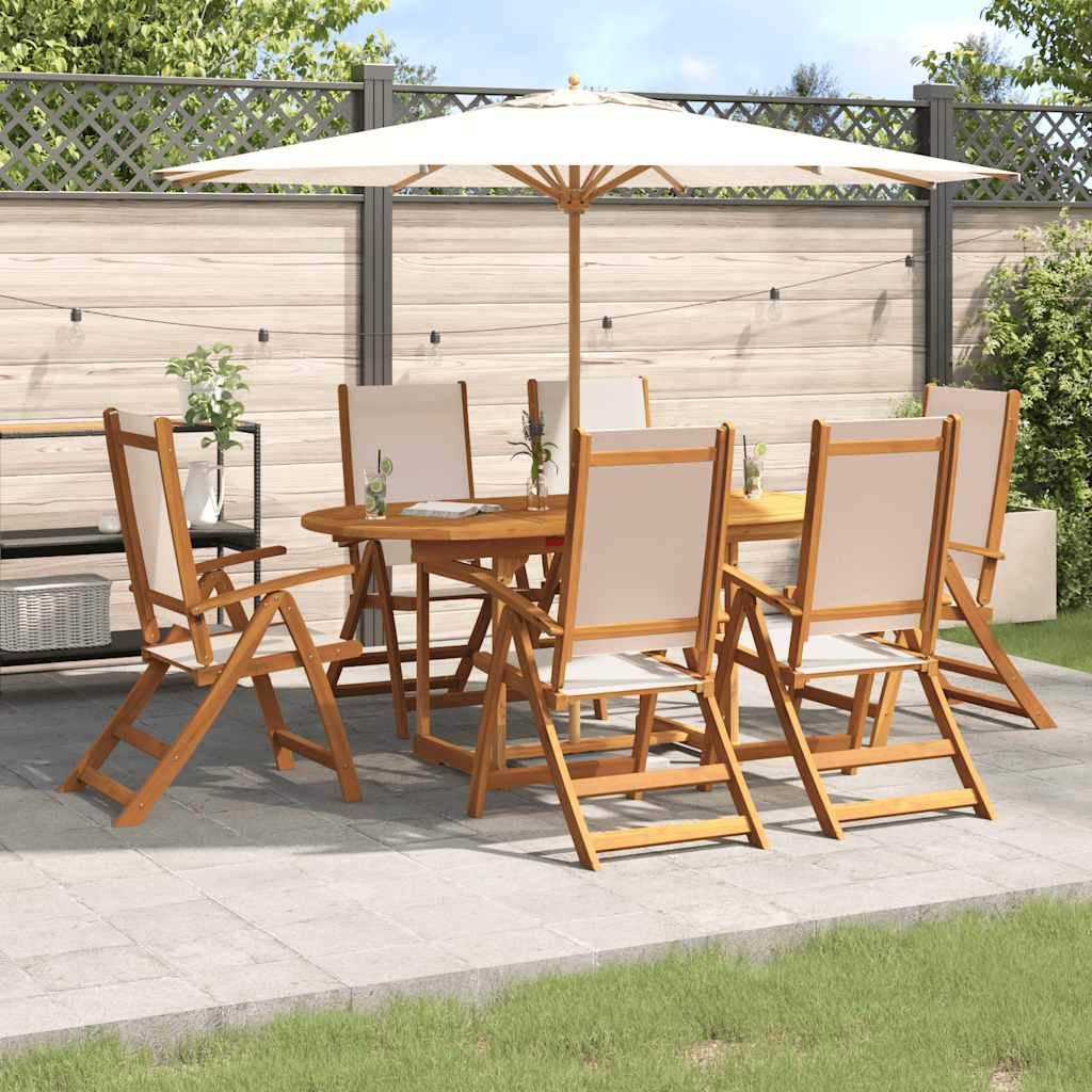 vidaXL 5-piece Garden Dining Set Solid Acacia Wood and Textilene