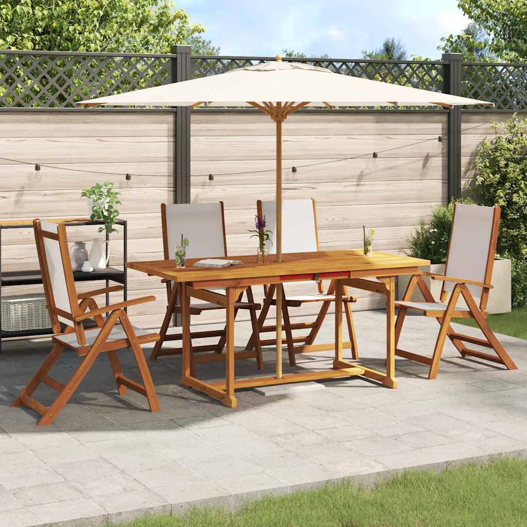 vidaXL 5-piece Garden Dining Set Solid Acacia Wood and Textilene