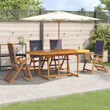 vidaXL 5-delige Tuinset massief acaciahout en textileen