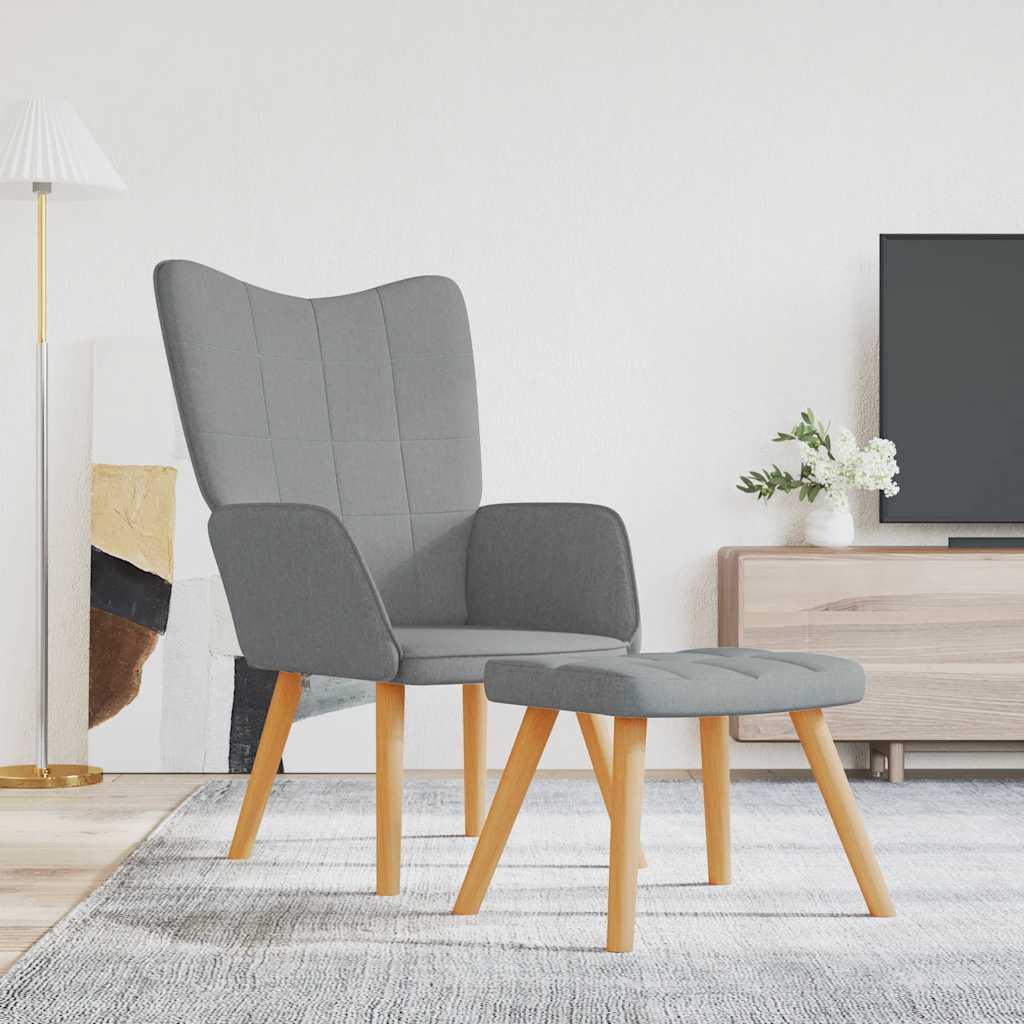 vidaXL Relaxstoel stof lichtgrijs
