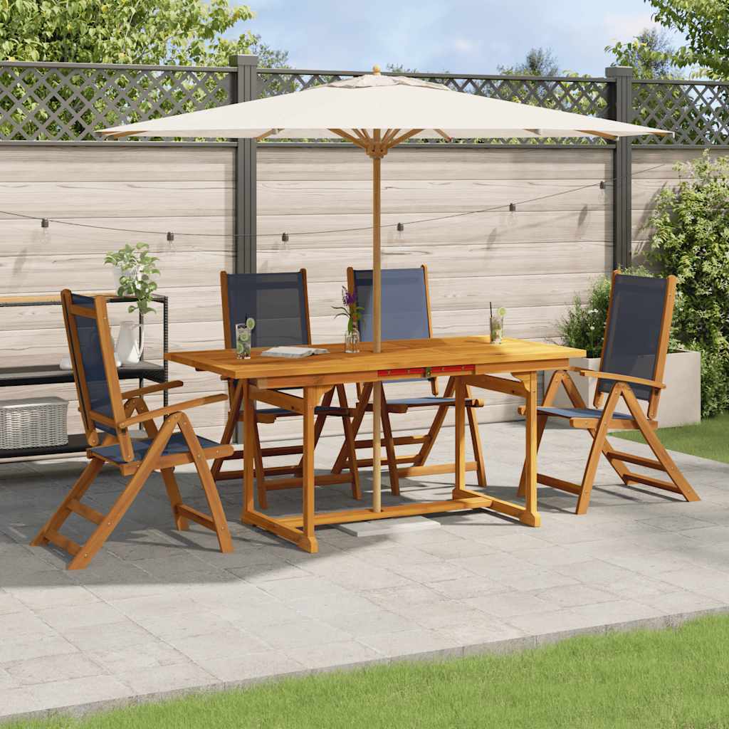vidaXL 5-piece Garden Dining Set Solid Acacia Wood and Textilene