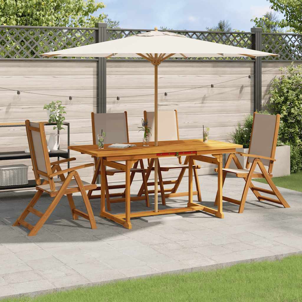 vidaXL 5-piece Garden Dining Set Solid Acacia Wood and Textilene