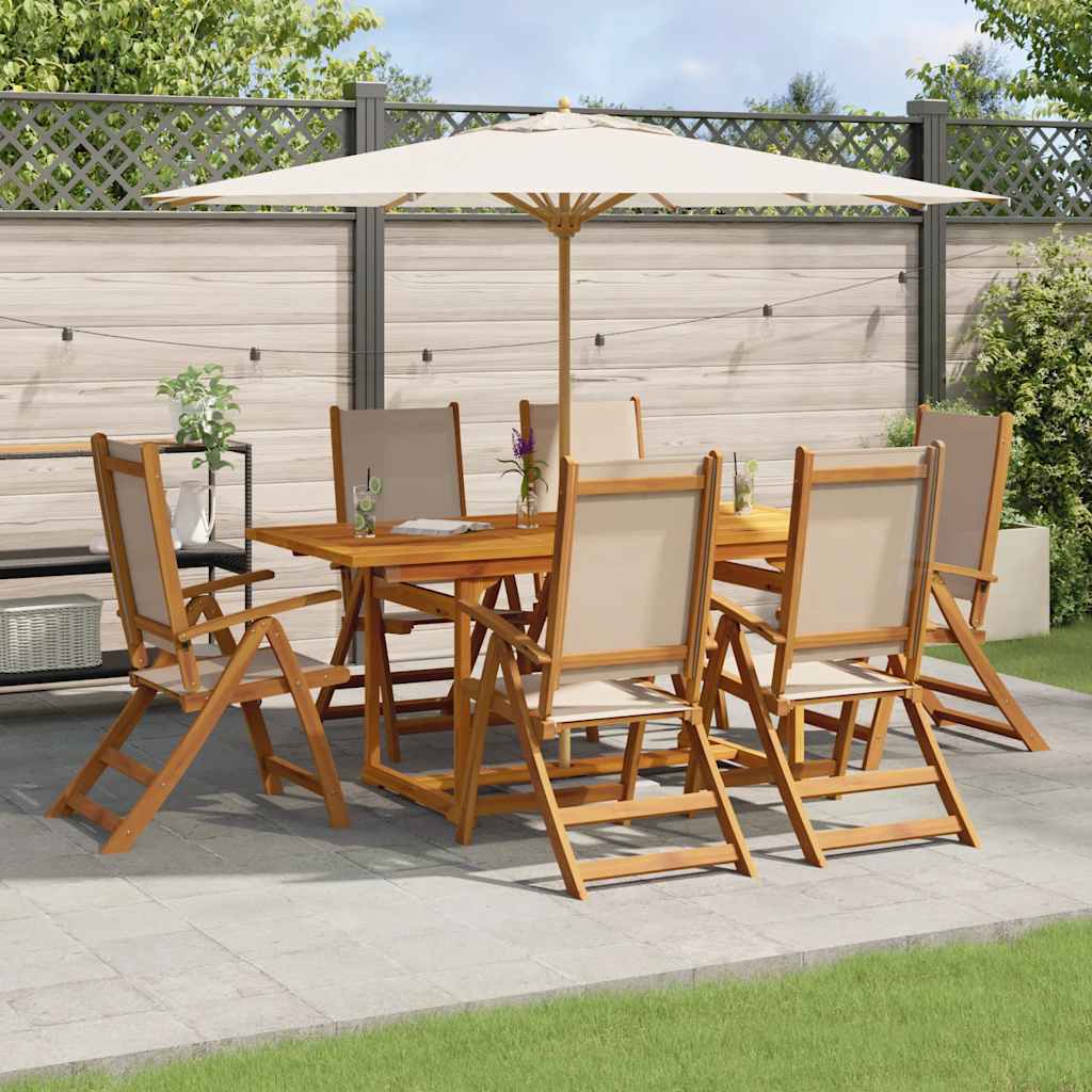 vidaXL 5-piece Garden Dining Set Solid Acacia Wood and Textilene