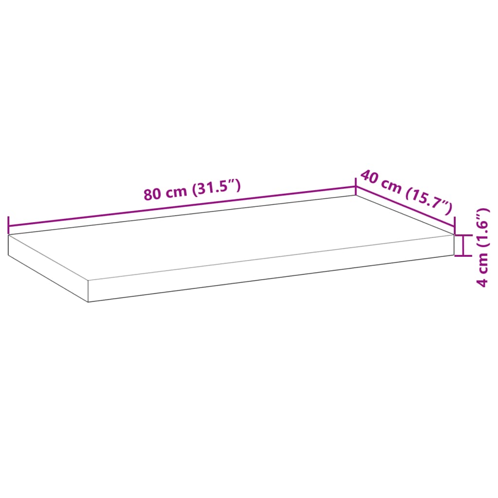 vidaXL Wastafelblad 60x40x2 cm onbehandeld massief acaciahout