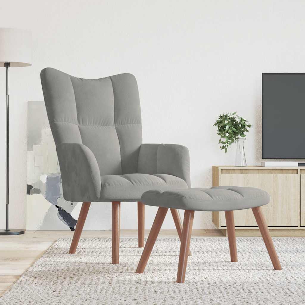 vidaXL Relaxstoel fluweel lichtgrijs