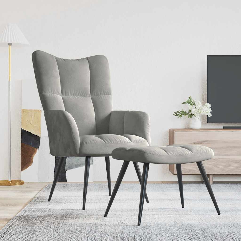 vidaXL Relaxstoel fluweel lichtgrijs