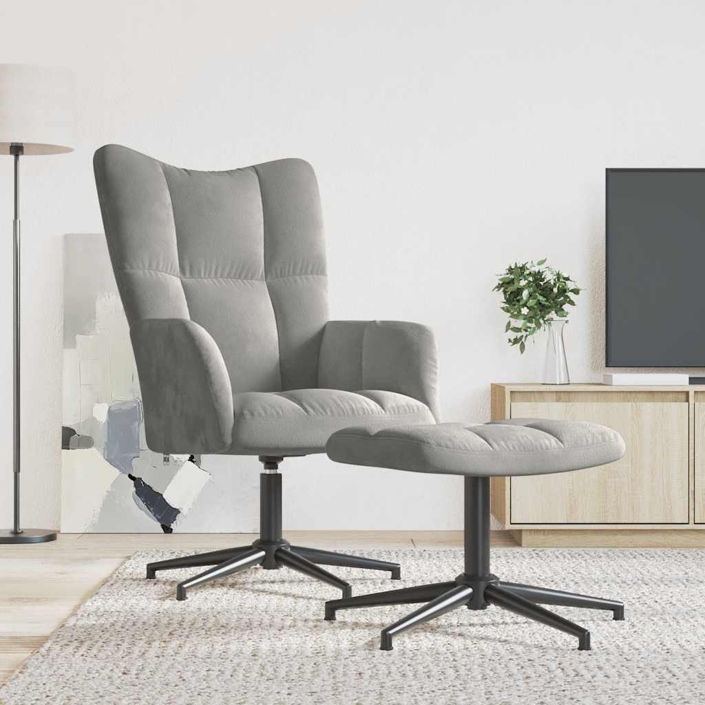 vidaXL Relaxstoel fluweel lichtgrijs