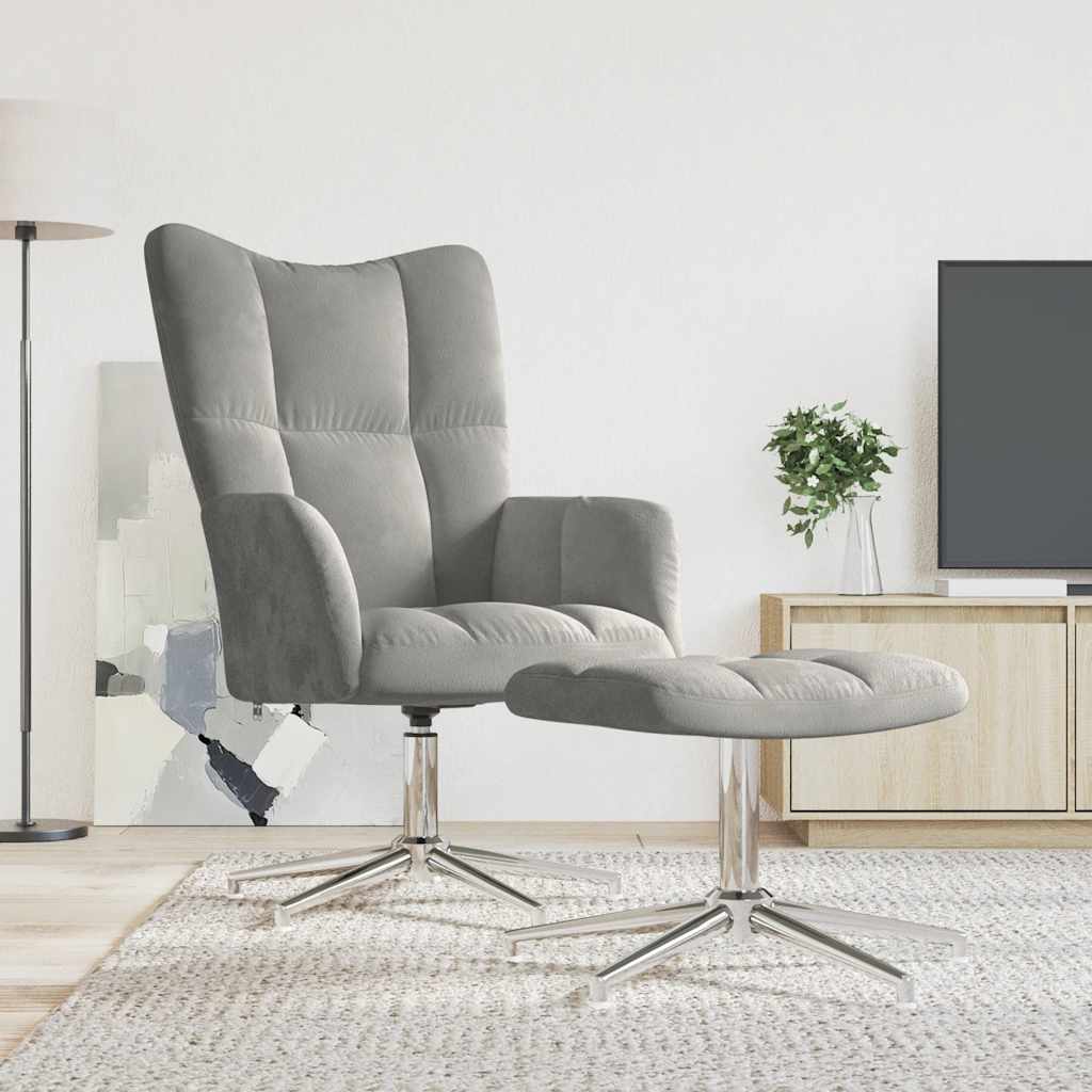 vidaXL Recliner velvet light grey