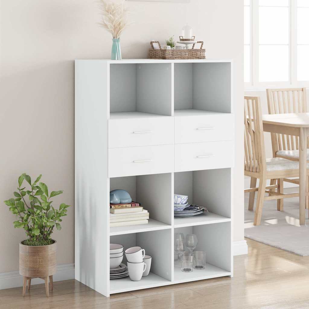 vidaXL Hoge kast 80x42,5x124 cm bewerkt hout wit