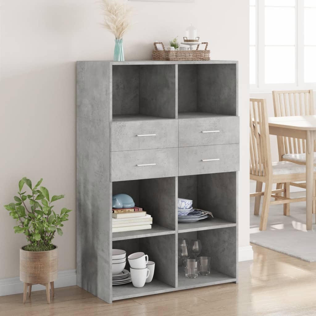 vidaXL Hoge kast 80x42,5x124 cm bewerkt hout wit